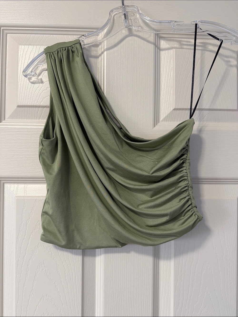 H&M Olive One-Shoulder Draped Top